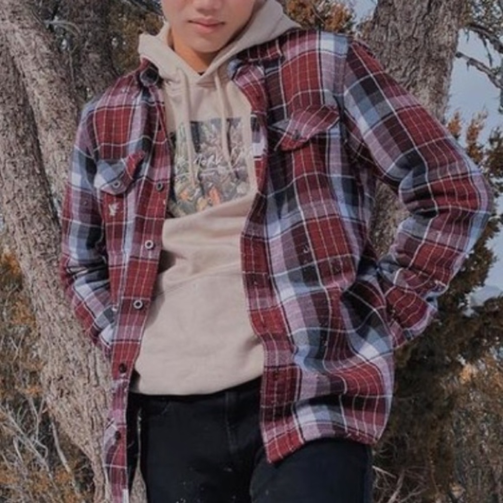 AMERICANEAGLE supersoft blue/red boyfriend flannel